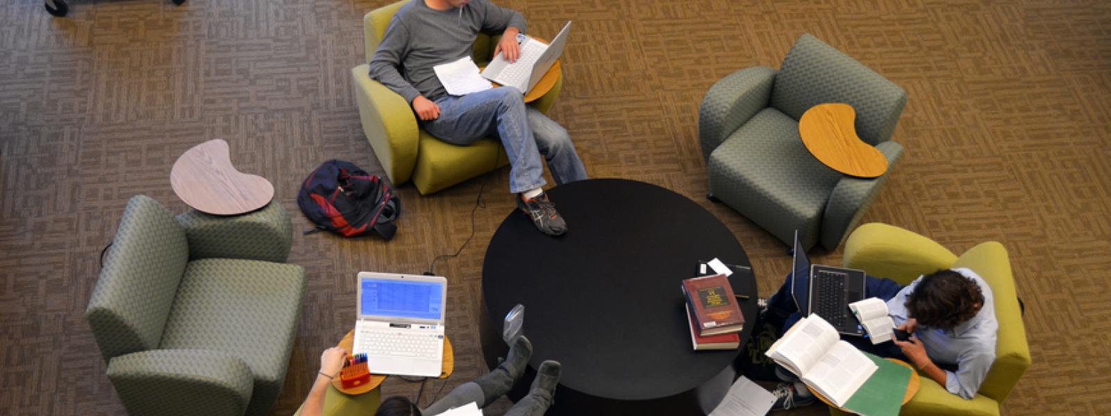 Undergraduate students studying in CIU's library.